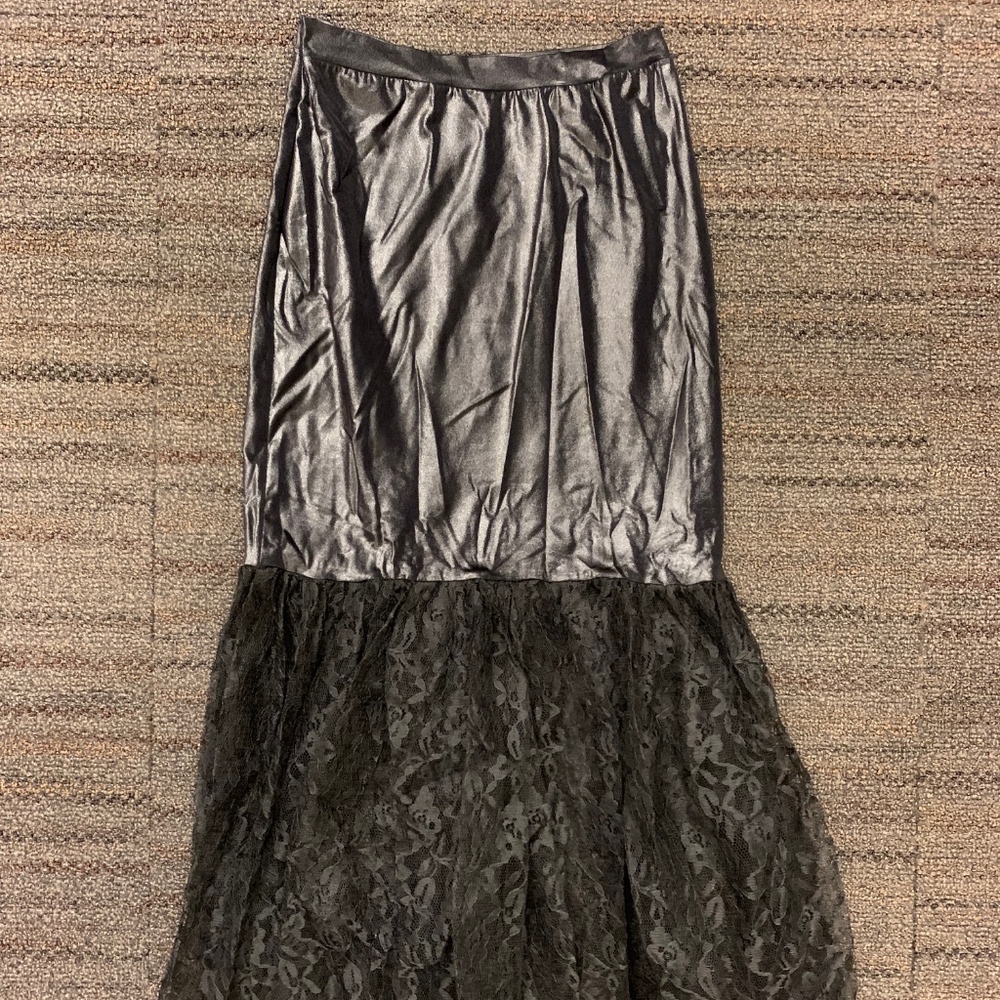 Vintage Ian's goth-punk black stretch lace skirt
